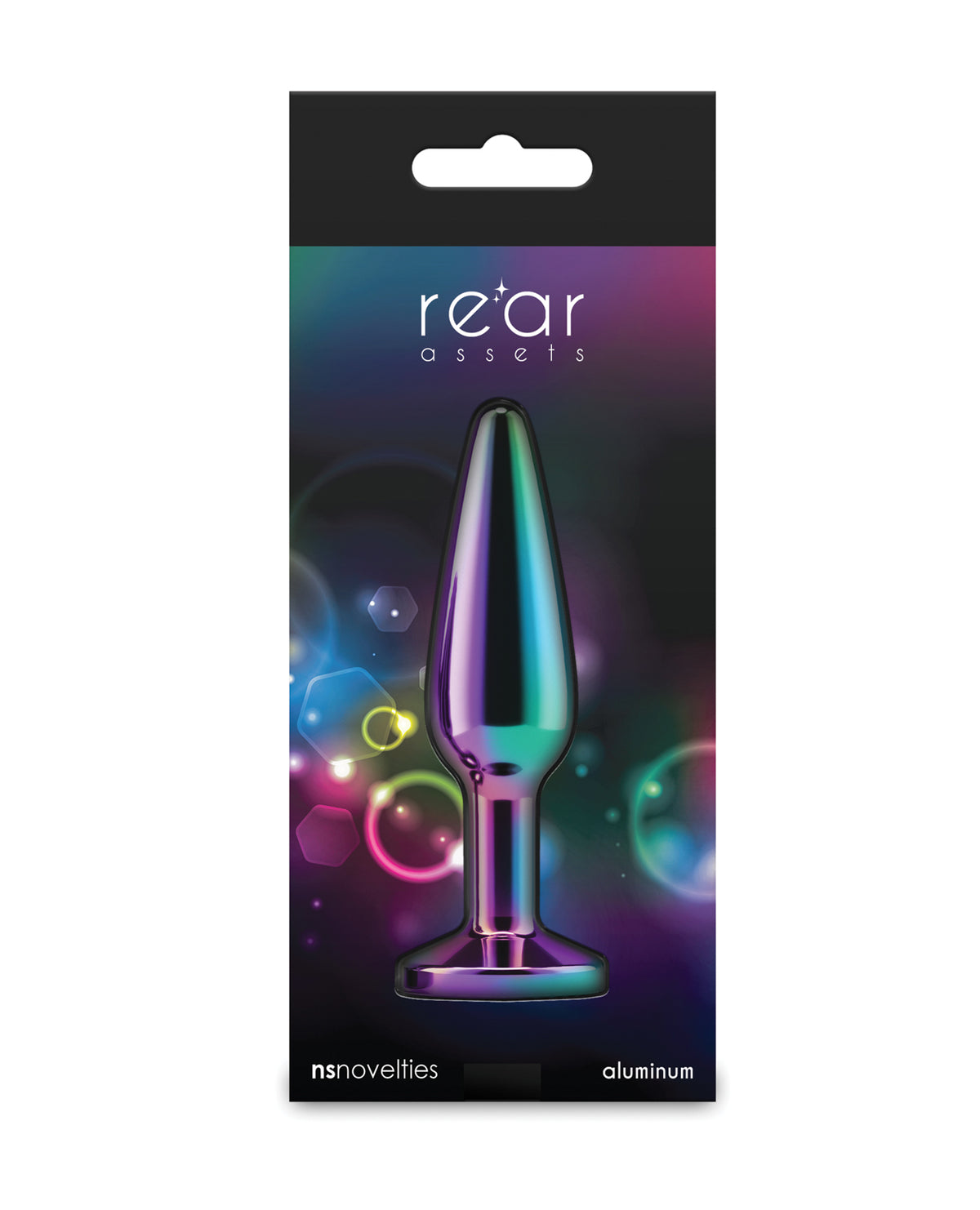 Plug anal cônico de alumínio cromado arco-íris, tamanho médio, para uma experiência sensual suave e prazerosa