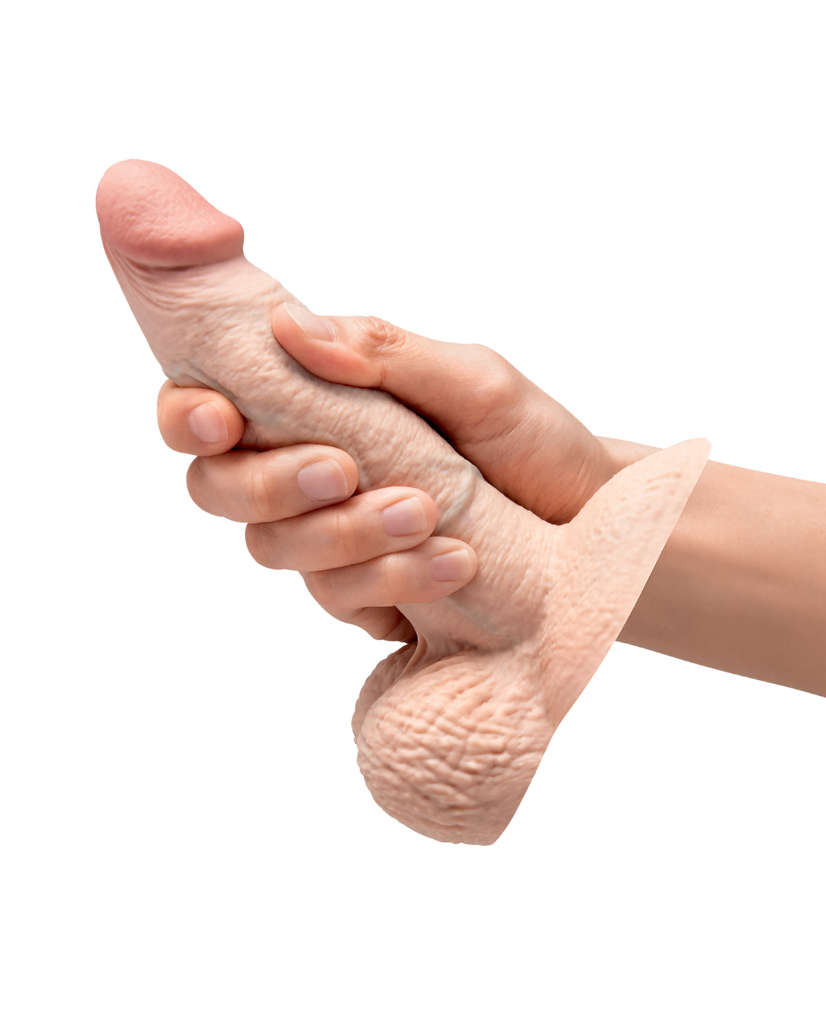 Dildo din silicon Bvibe Slipskin, 6 inch, gros, cu textură realistă, de culoarea pielii