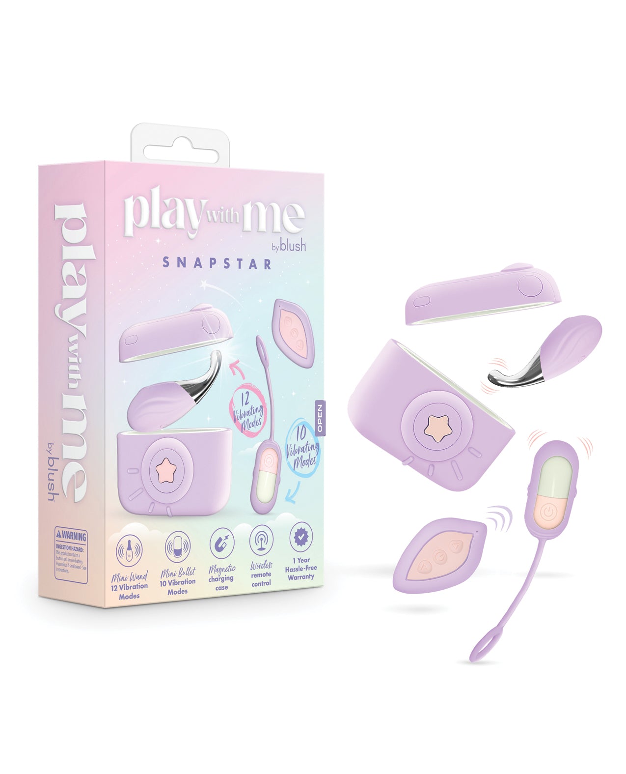 Blush Snapstar 4 Piece Vibrator Set With Wireless Remote And Mini Wand