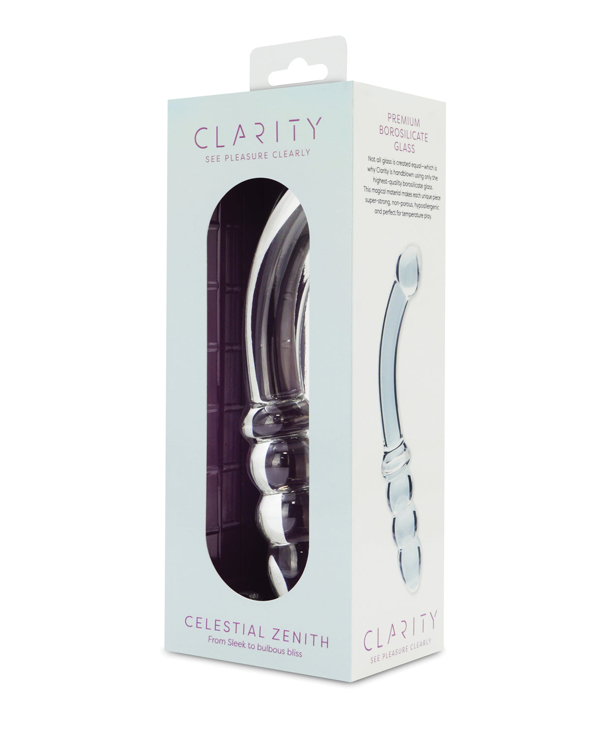 Dildo de vidrio de borosilicato soplado a mano de doble extremo Celestial Zenith