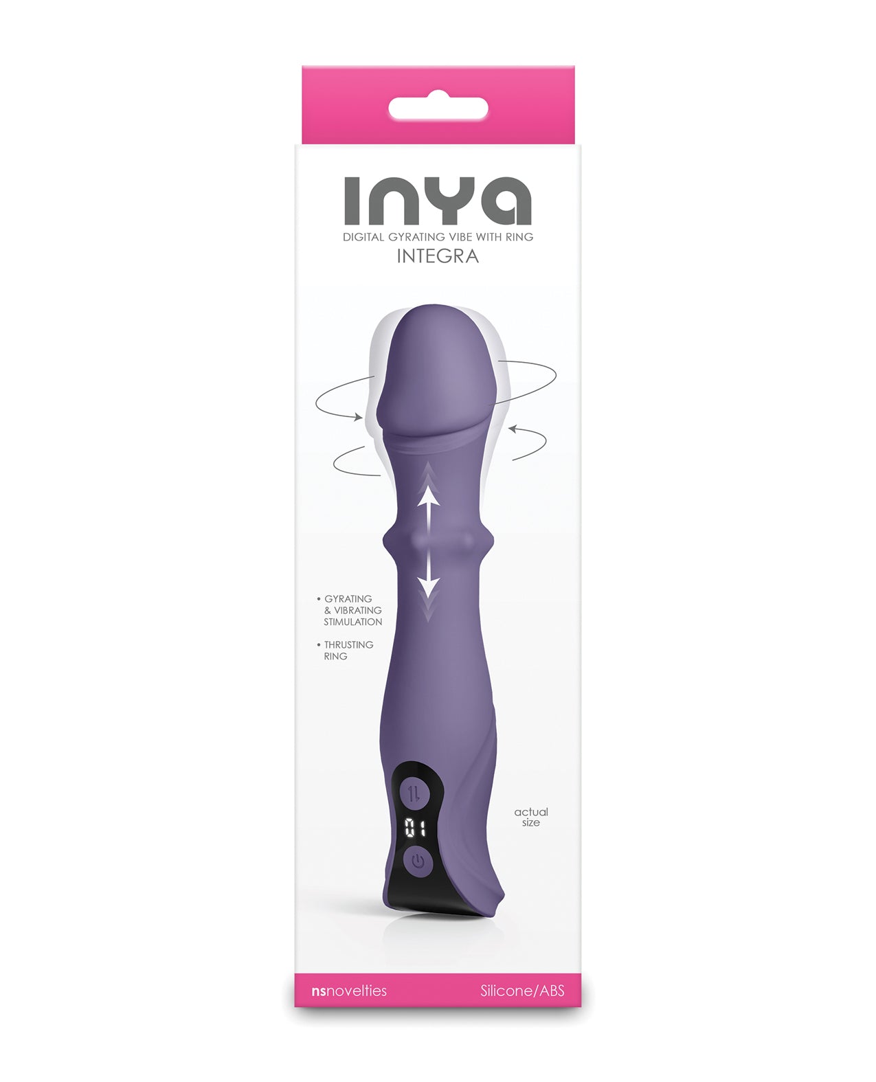 Vibrador recargable Inya Integra con pantalla digital y cabezal giratorio, gris