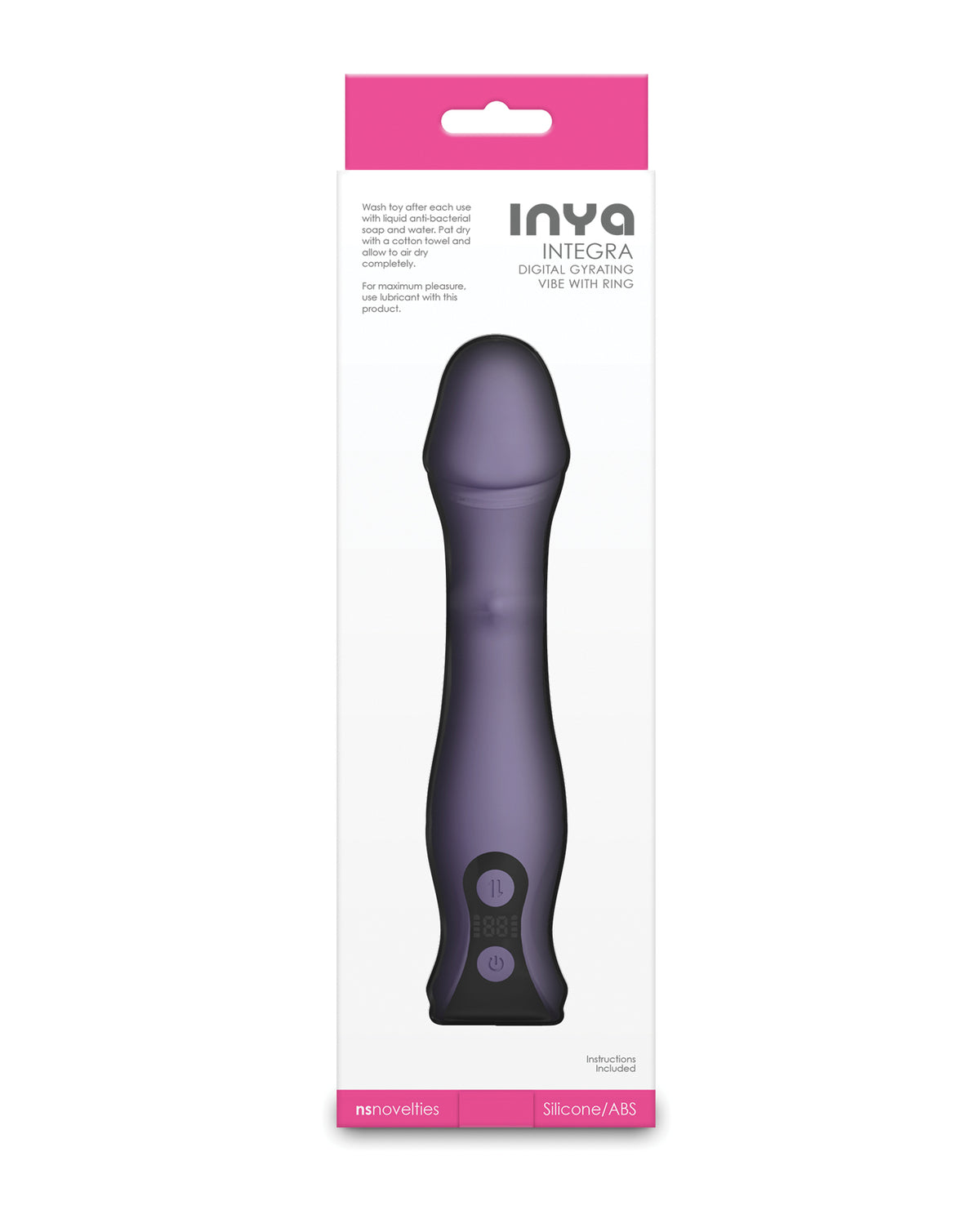 Vibrador recargable Inya Integra con pantalla digital y cabezal giratorio, gris