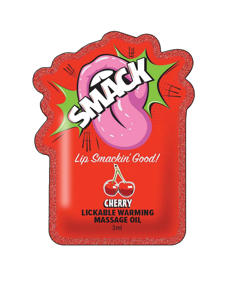 Carregar imagem no visualizador da Galeria, Óleo de massagem aquecedor sabor cereja Smack Lickable, sachê de 3ml para presente
