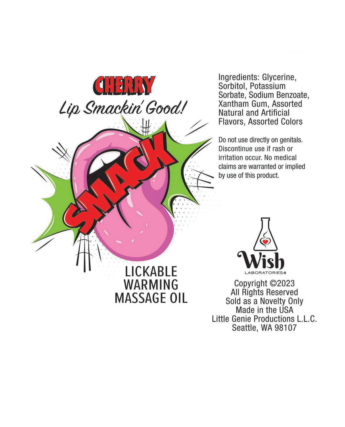 Óleo de massagem aquecedor sabor cereja Smack Lickable, sachê de 3ml para presente