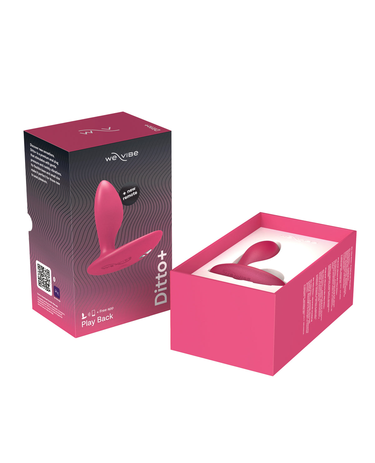 WeVibe Ditto Plus Silicone Waterproof Rechargeable Anal Plug Vibrator Pink