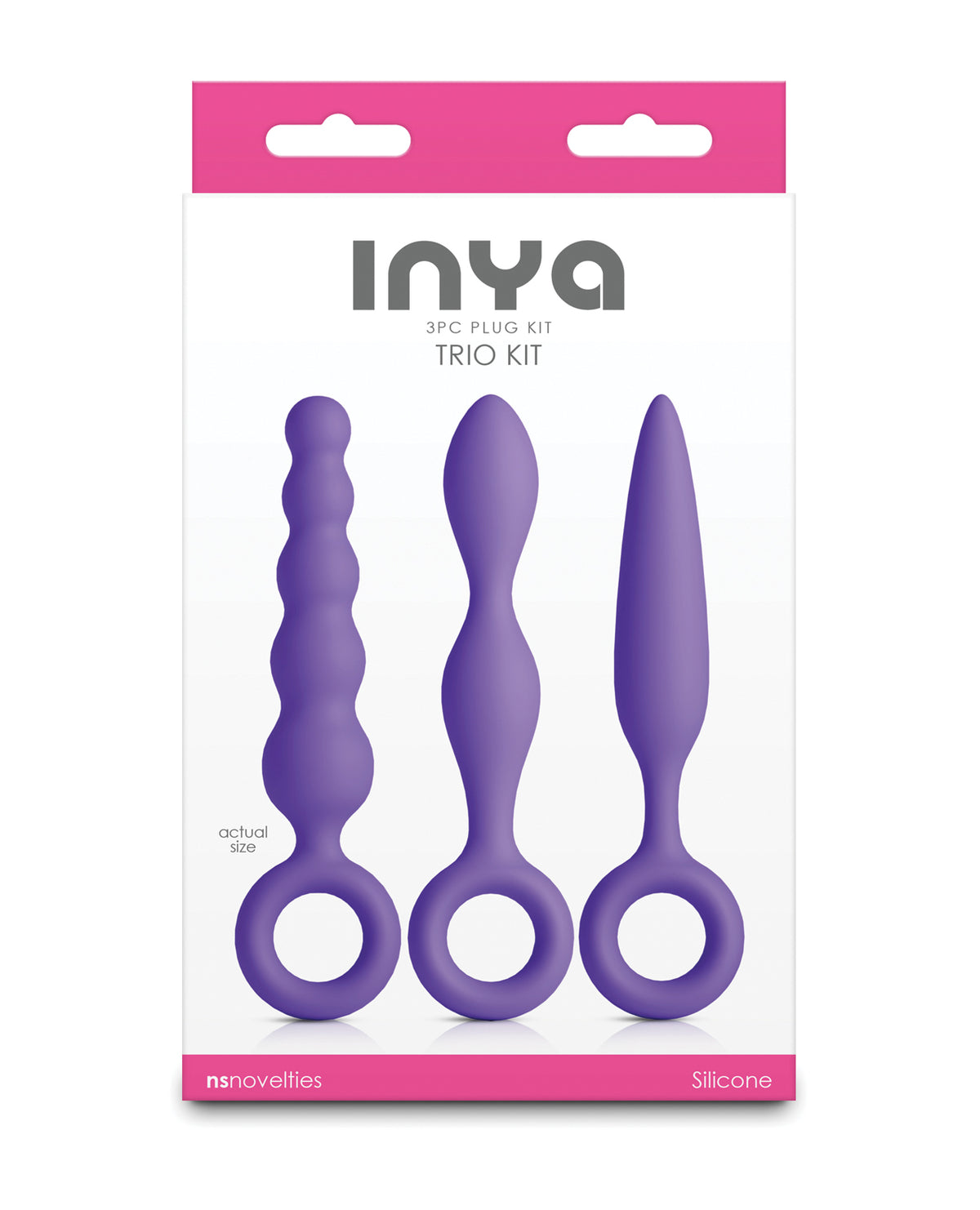 Kit Inya Trio violet en silicone, ensemble de plugs anaux pour débutants avec anneaux pour les doigts