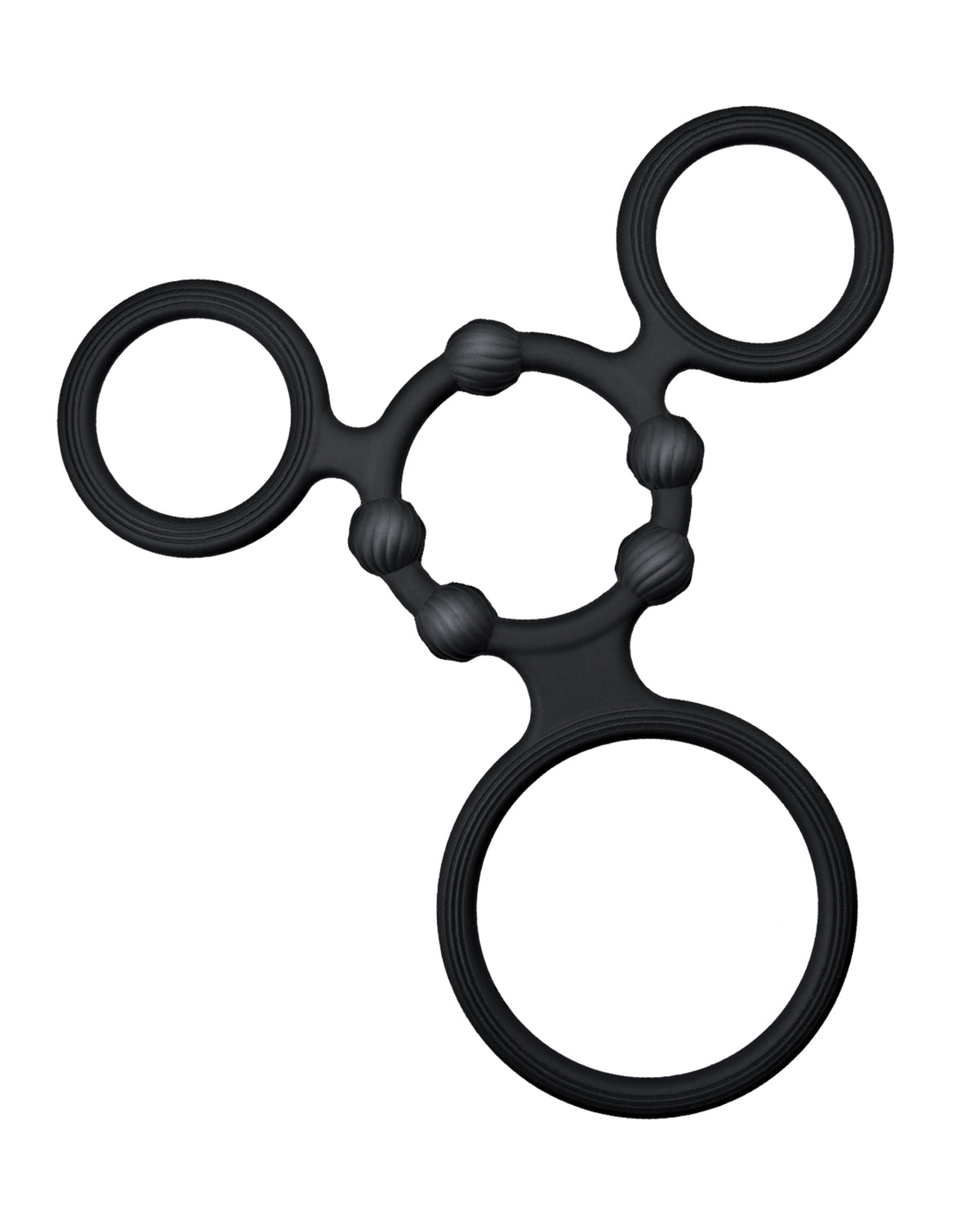 Set de anillos para el pene cuádruples Nasstoys, negros, reutilizables y texturizados, para mejorar la erección