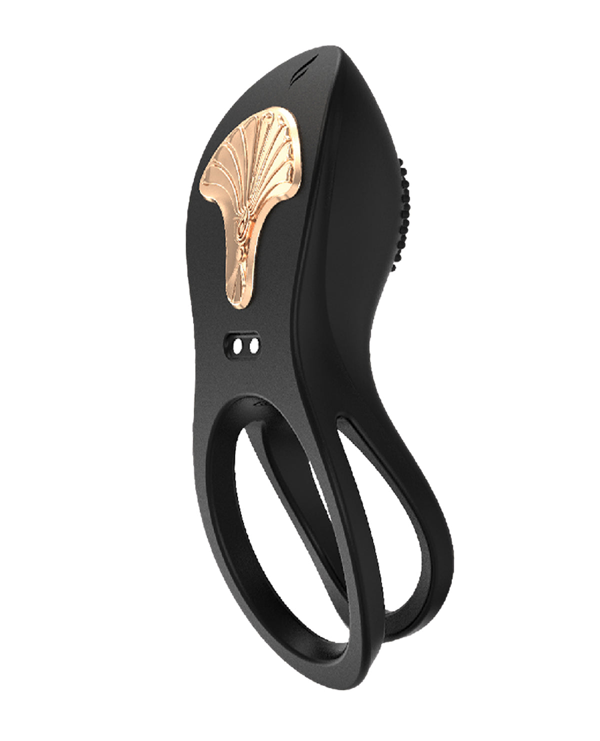 Nasstoys Gold Glam dobbelt silikonepenisring med sort nydelsesdetalje