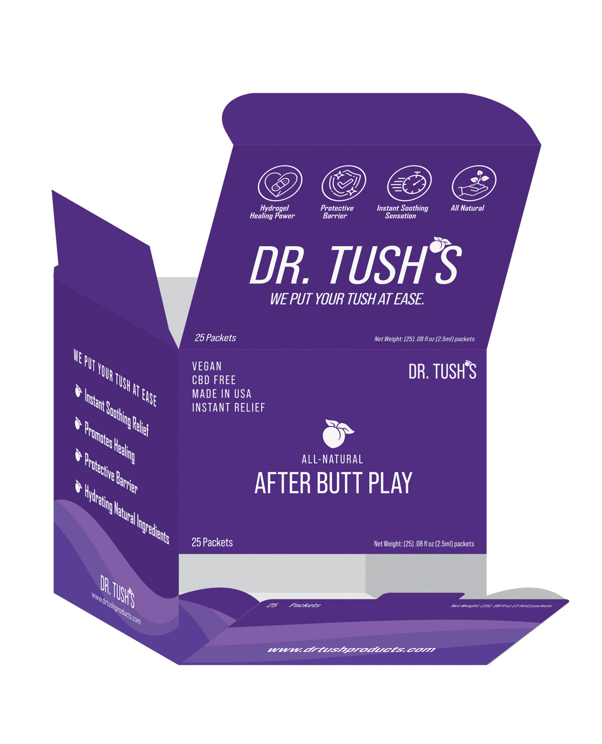 Dr Tushs After Butt Play - pudełko saszetek z łagodzącym żelem do pielęgnacji po seksie analnym