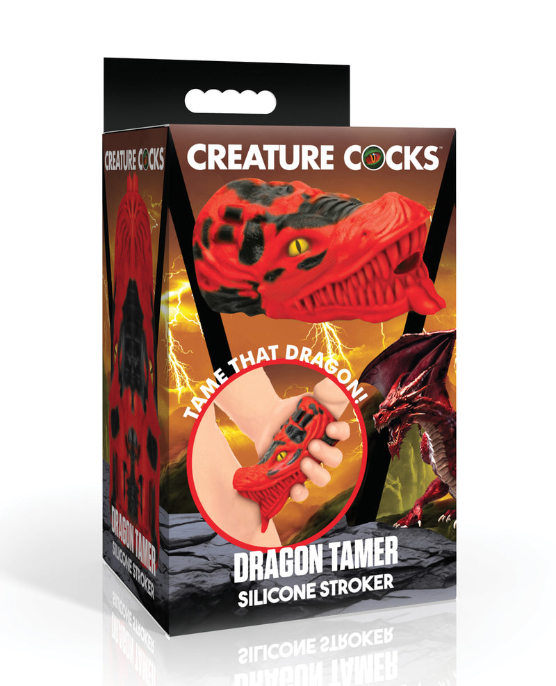 Load image into Gallery viewer, Creature Cocks Dragon Tamer Silicone Stroker Red Male Pleasure Device
