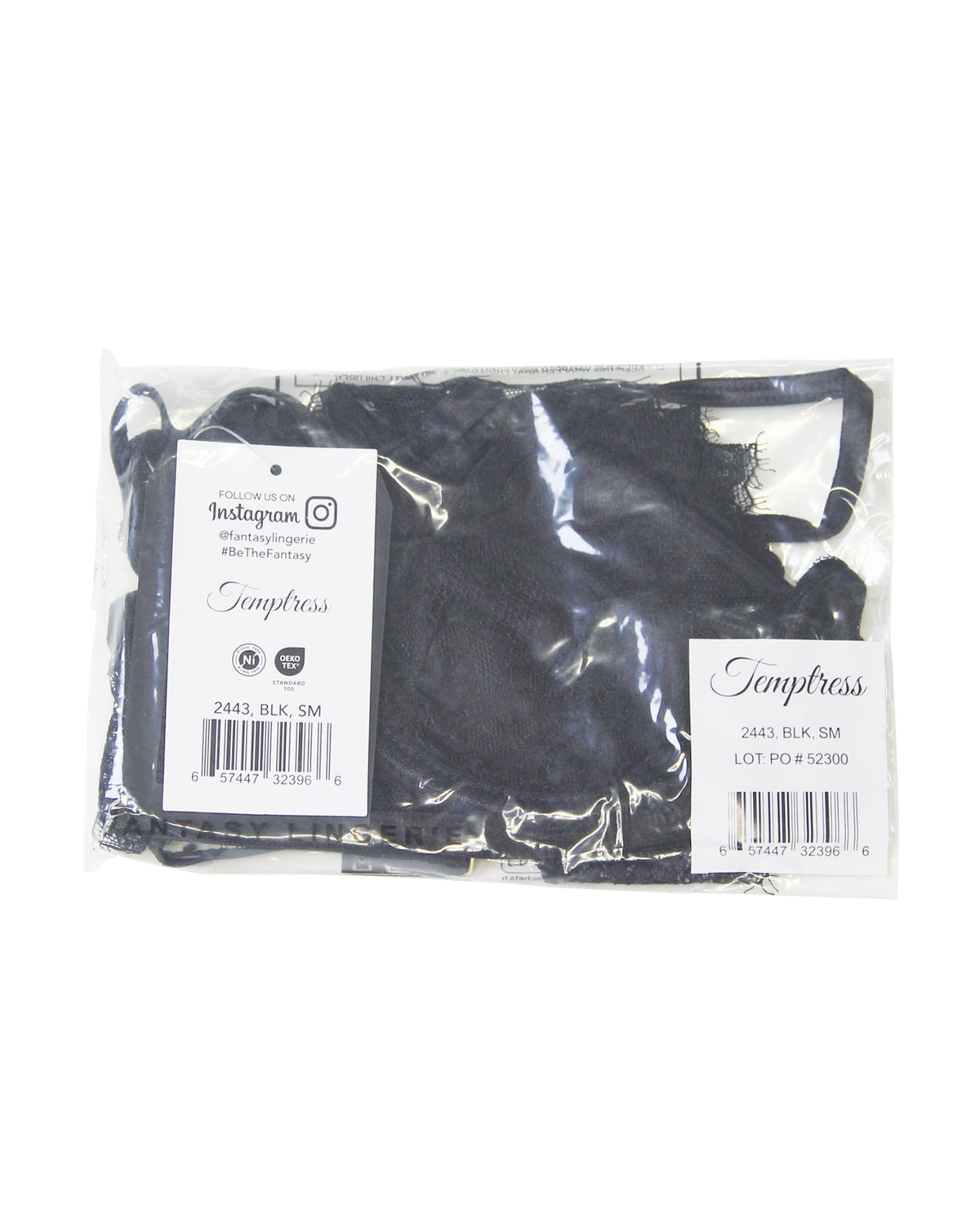 Conjunto de sutiã e calcinha de renda Vivienne Temptress com tule de poá suíço, preto, L/XL