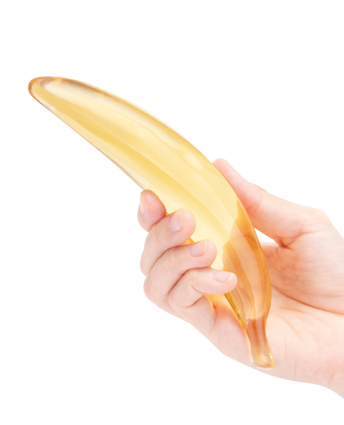 Handgeblazen banaanvormige glazen dildo van 7 inch, massief, sensueel genotsartikel