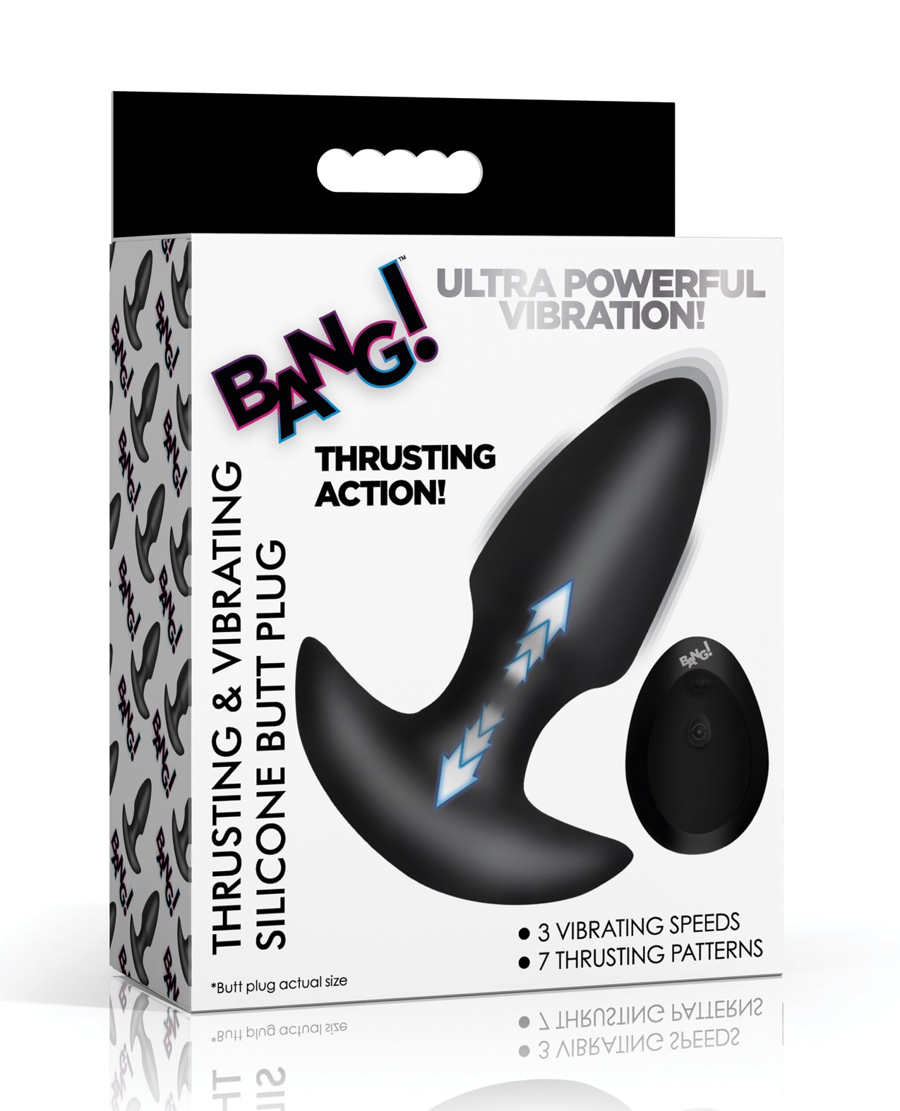 Black Automatic Thrusting and Vibrating Butt Plug with Wireless Remote