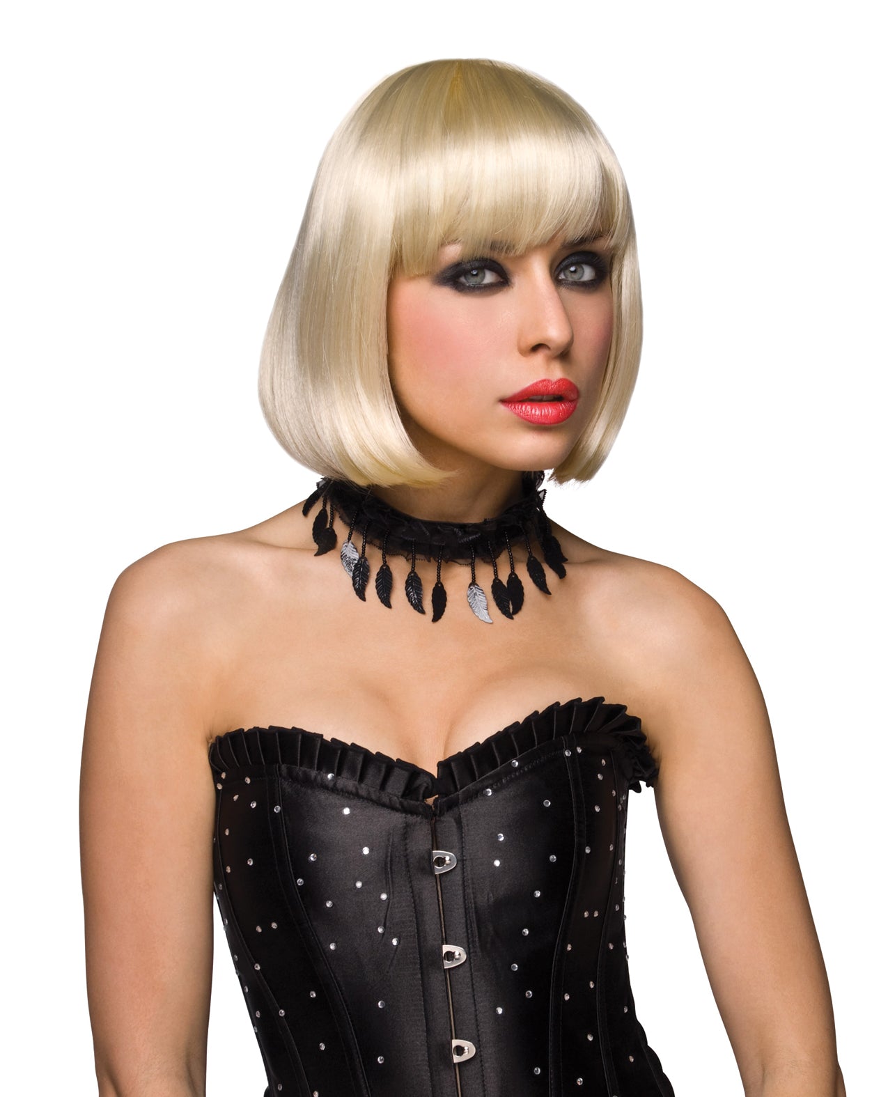 Pleasure Wigs Cici プラチナブロンドの合成ボブウィッグ 前髪付き
