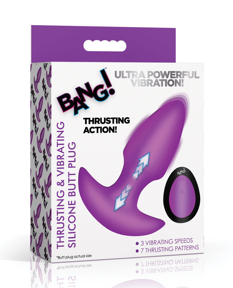 Cargue la imagen en el visor de la galería, Tapón anal con embestida y vibración, control remoto inalámbrico, morado
