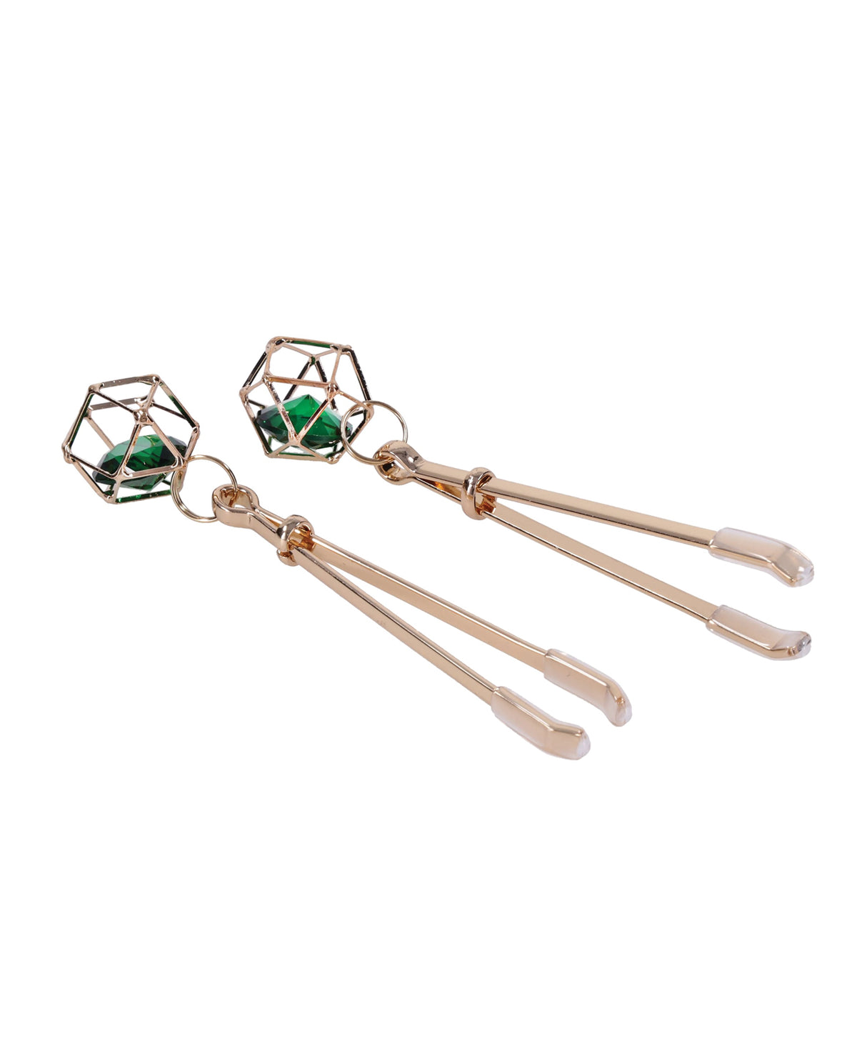 Sex And Mischief Indica Adjustable Crystal Nipple Clips With Rubber Tips