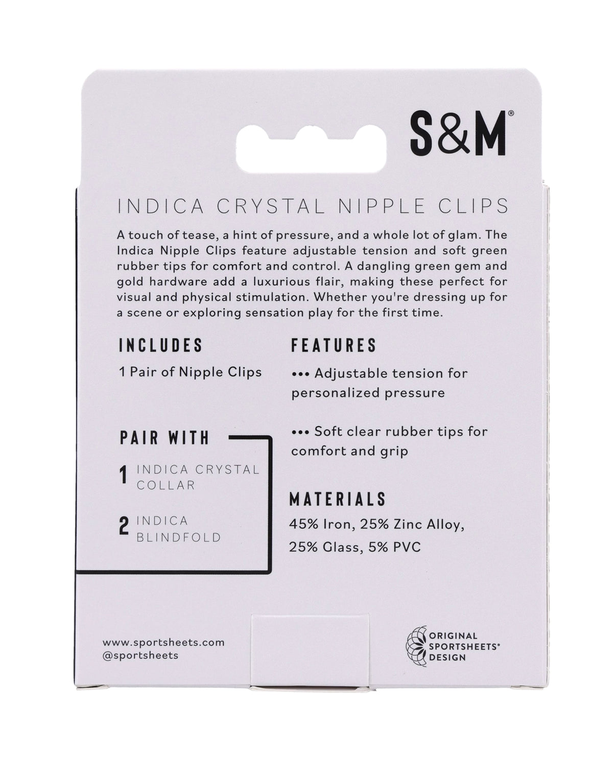 Sex And Mischief Indica Adjustable Crystal Nipple Clips With Rubber Tips