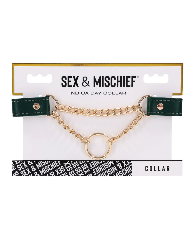 画像をギャラリービューアーに読み込む、Indica Day Collar Emerald Faux Leather With Gold Hardware
