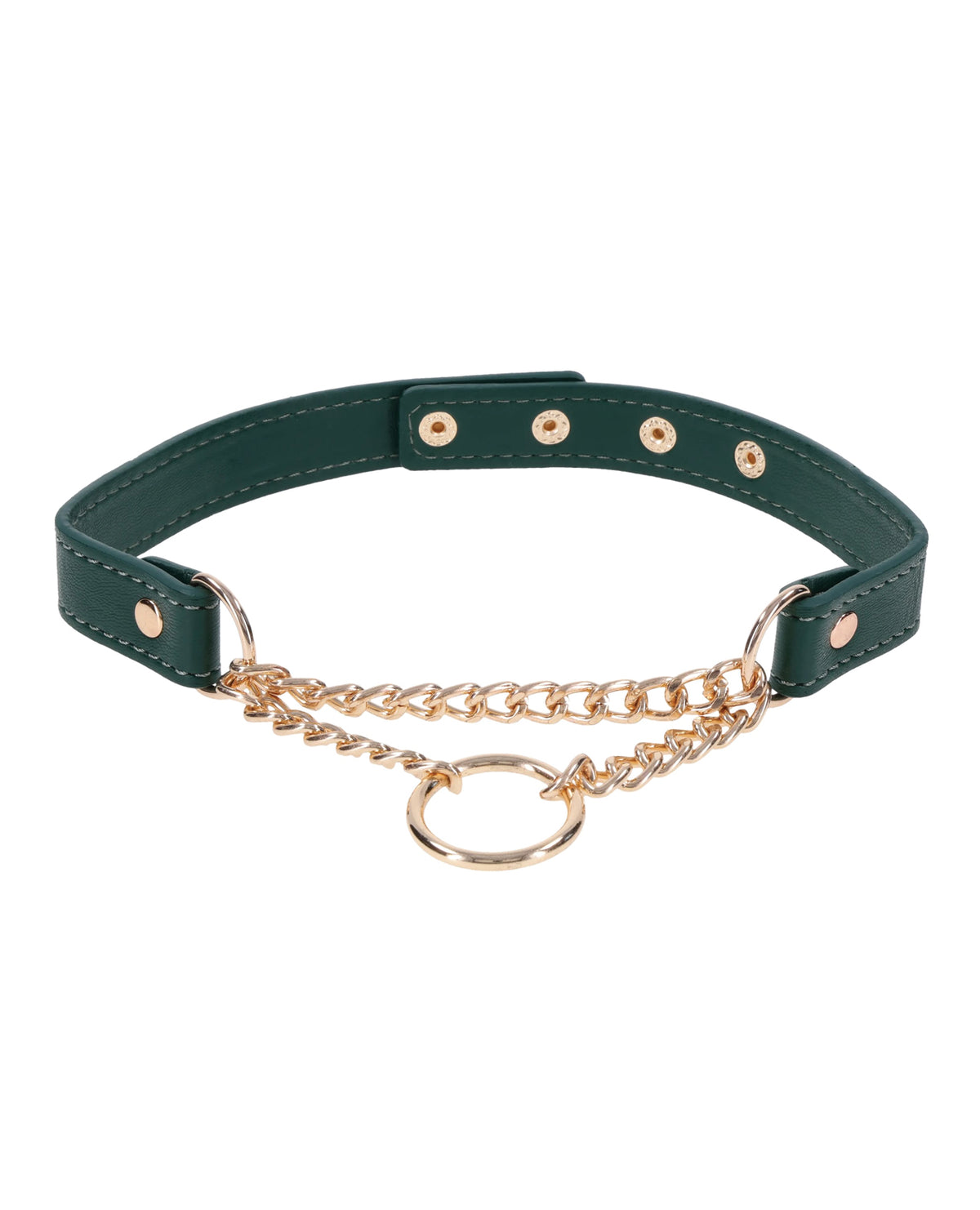 Indica Day Collar Emerald Faux Leather With Gold Hardware
