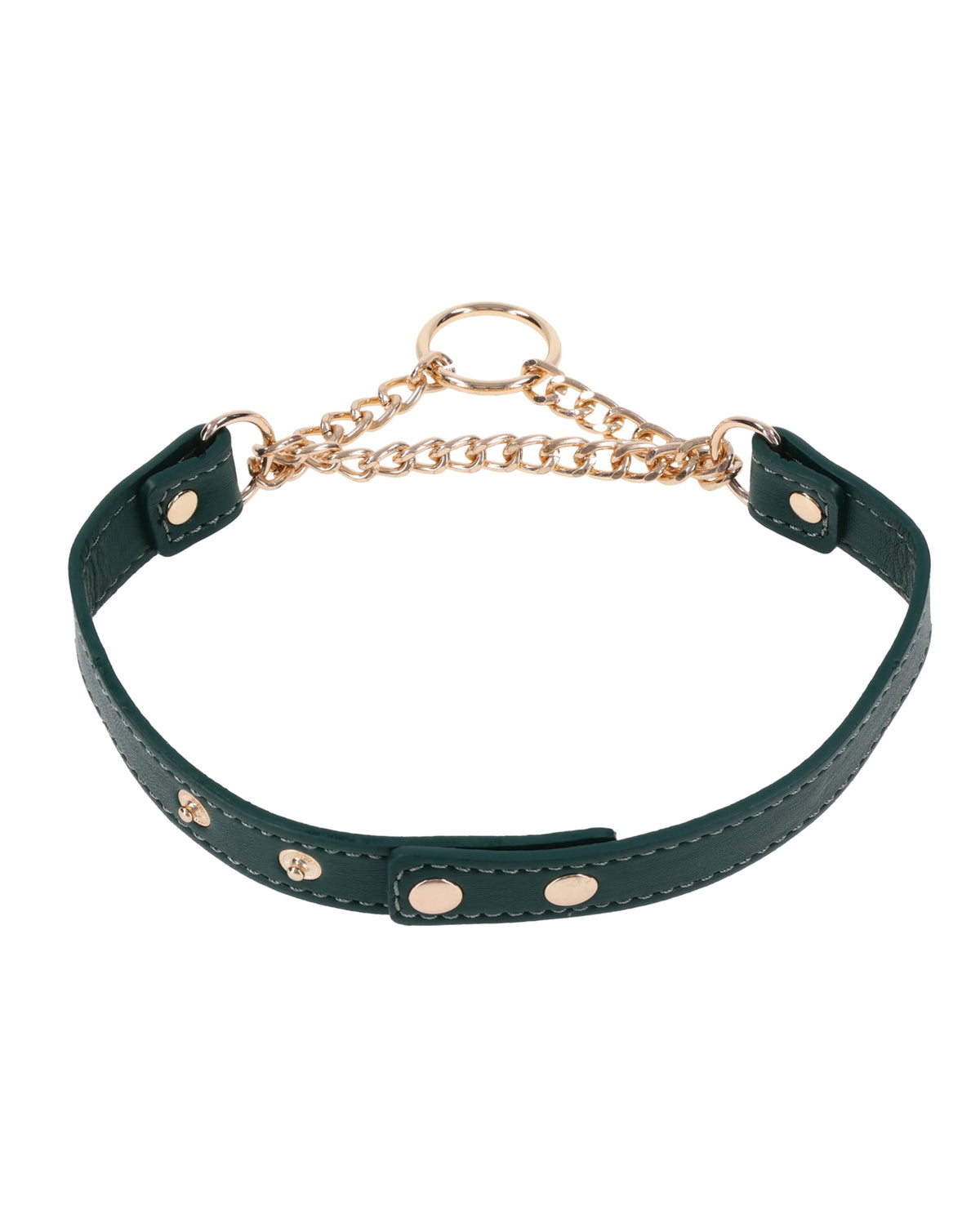 Indica Day Collar Emerald Faux Leather With Gold Hardware