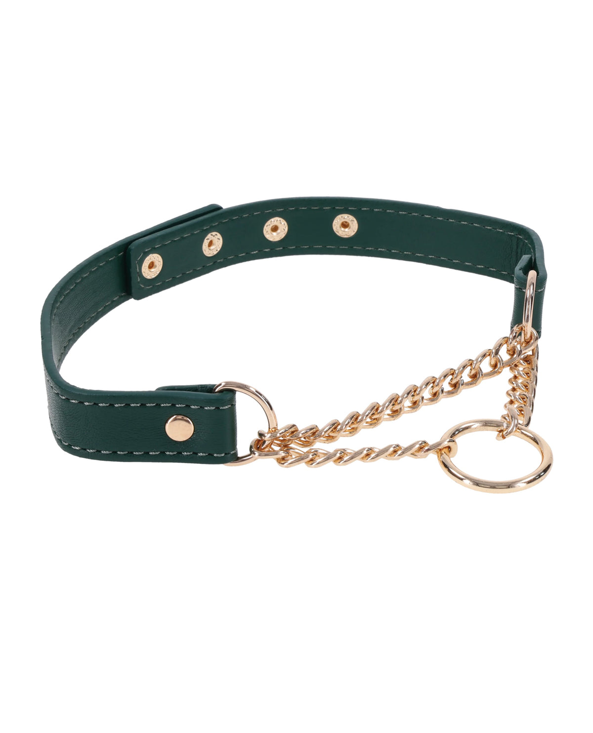 Indica Day Collar Emerald Faux Leather With Gold Hardware