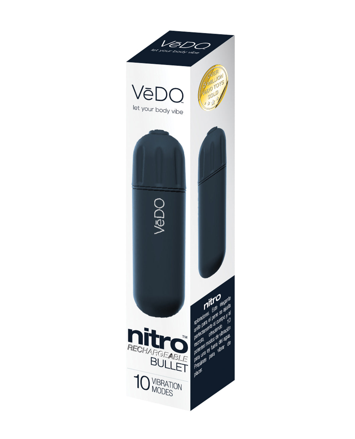 Vedo Nitro Rechargeable Bullet Vibrator Waterproof Ten Settings Black