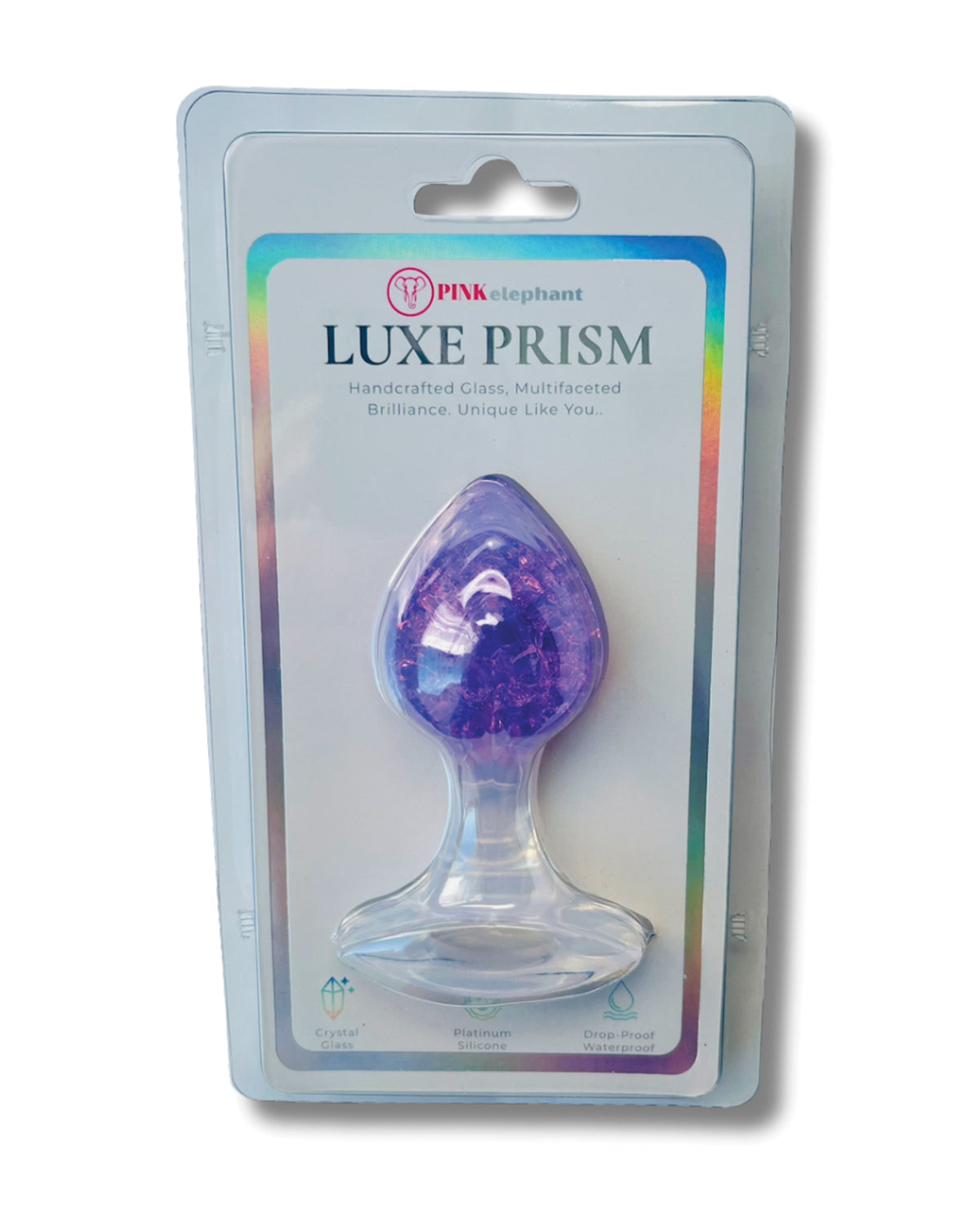 Luxe Prism średni korek z jasnofioletowego platynowego silikonu z kryształową szklaną kulką