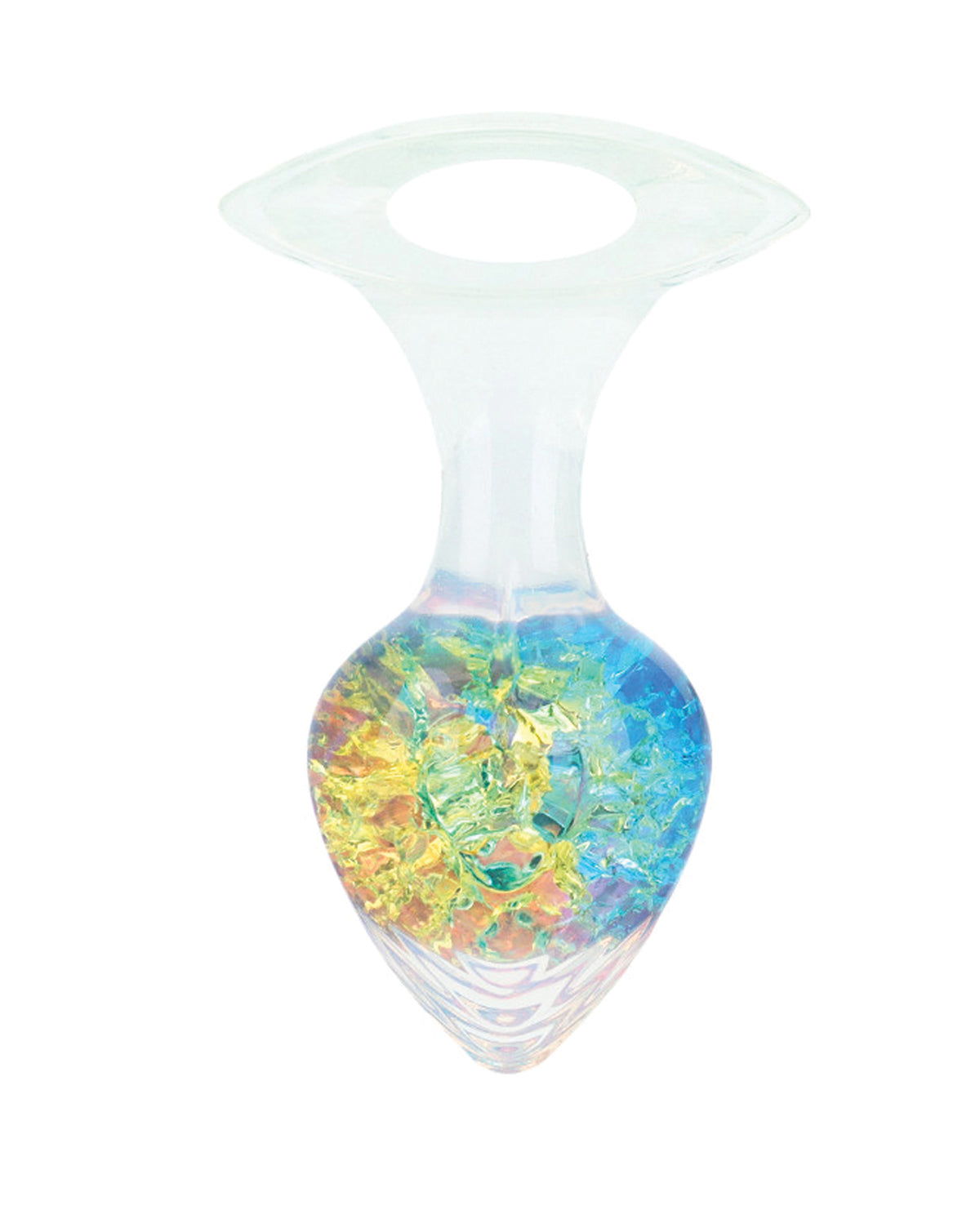 Plug mediano Luxe Prism de silicona platino con detalles de cristal arcoíris