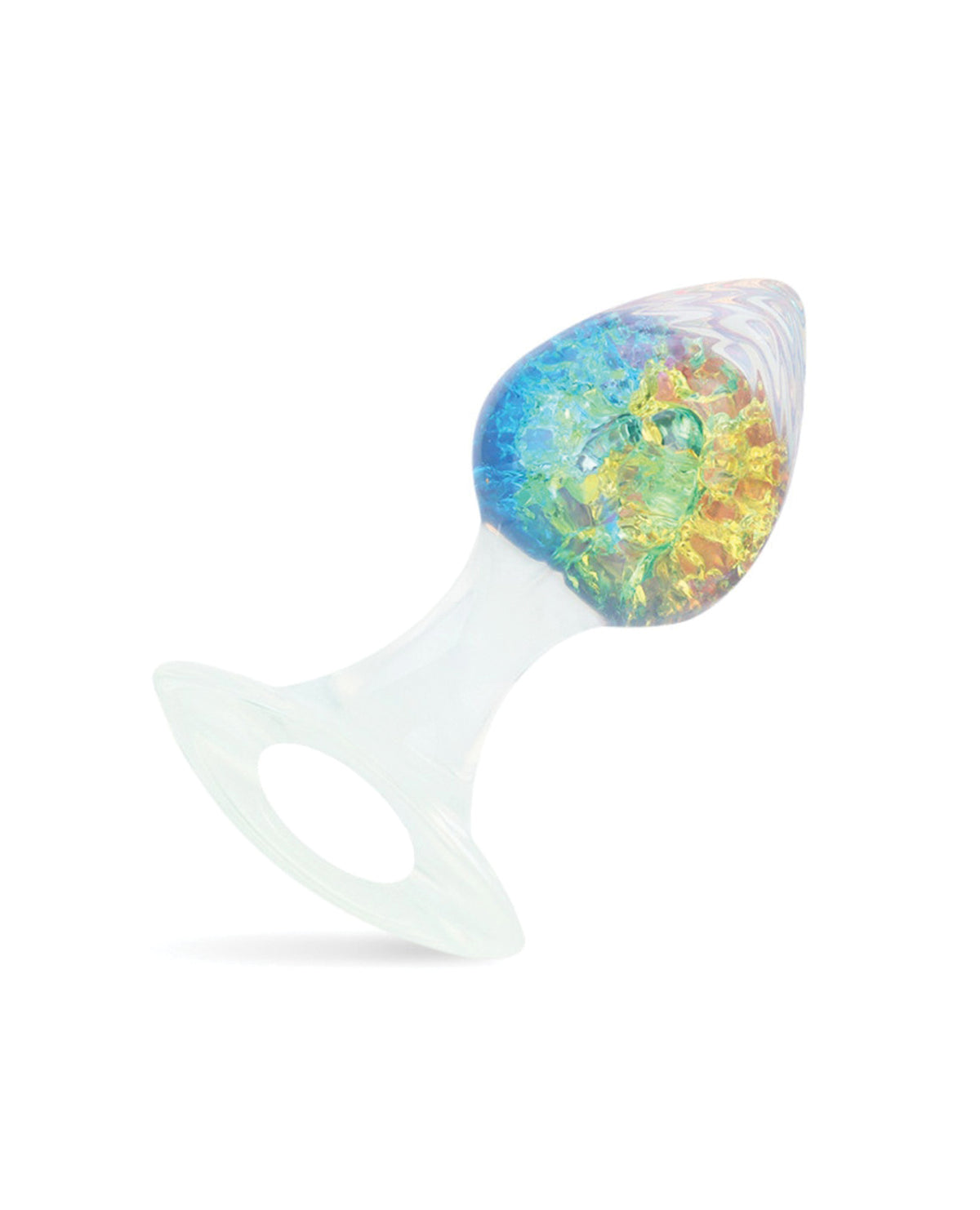 Plug mediano Luxe Prism de silicona platino con detalles de cristal arcoíris