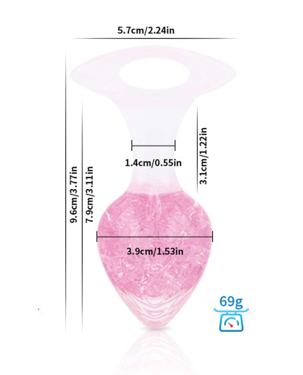 Tapón mediano Luxe Prism de silicona platino rosa claro, con cristal