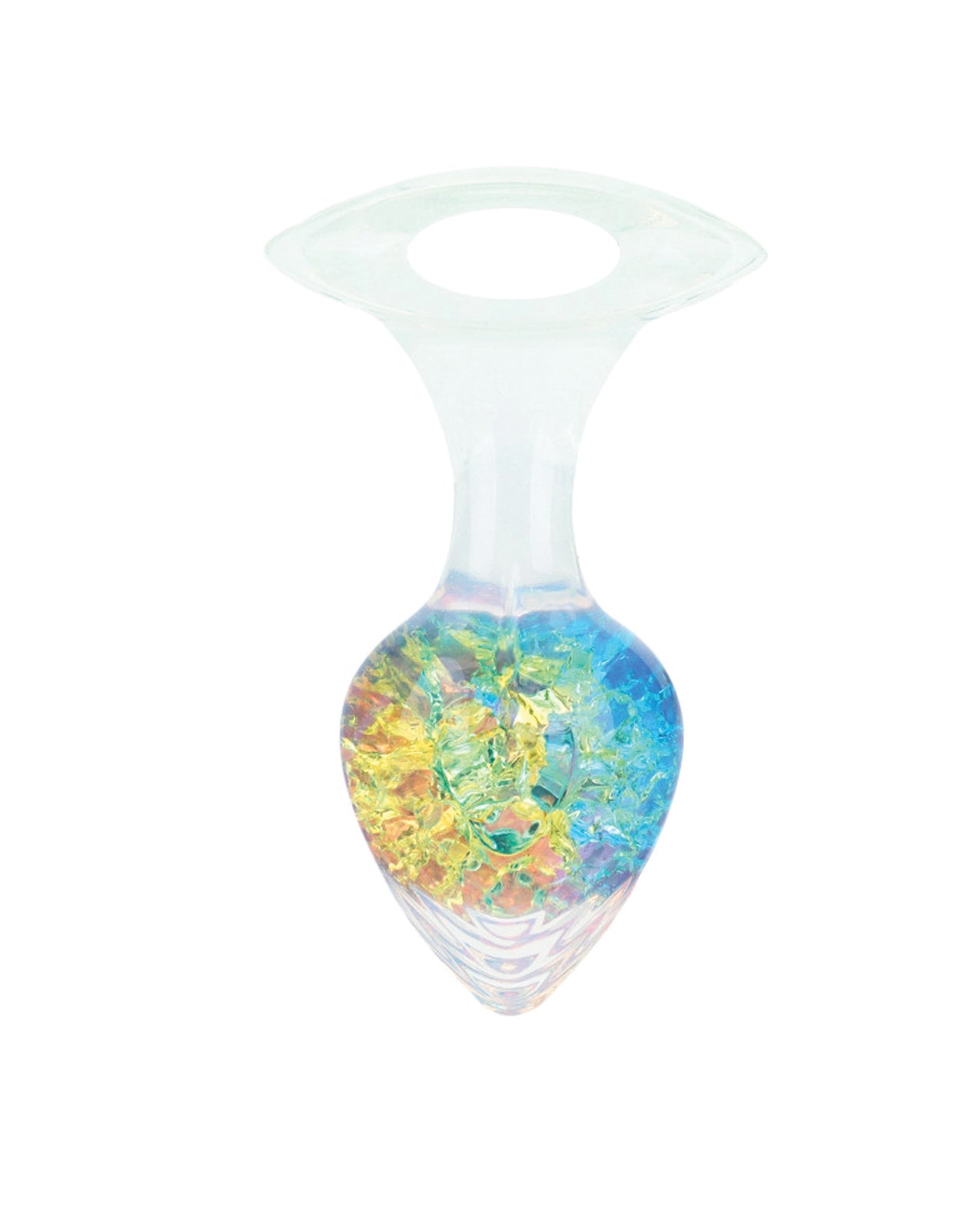 Plug anal pequeno Luxe Prism arco-íris de silicone platinum com cristal de vidro, à prova d'água