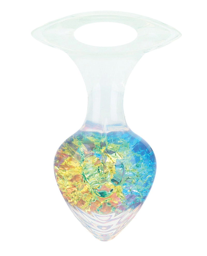 Cargue la imagen en el visor de la galería, Plug grande Luxe Prism arcoíris de silicona de platino con cristal, resistente al agua
