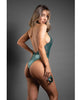 Load image into Gallery viewer, Domina Green Lace Halter Teddy With Zipper And Detachable Leash ML
