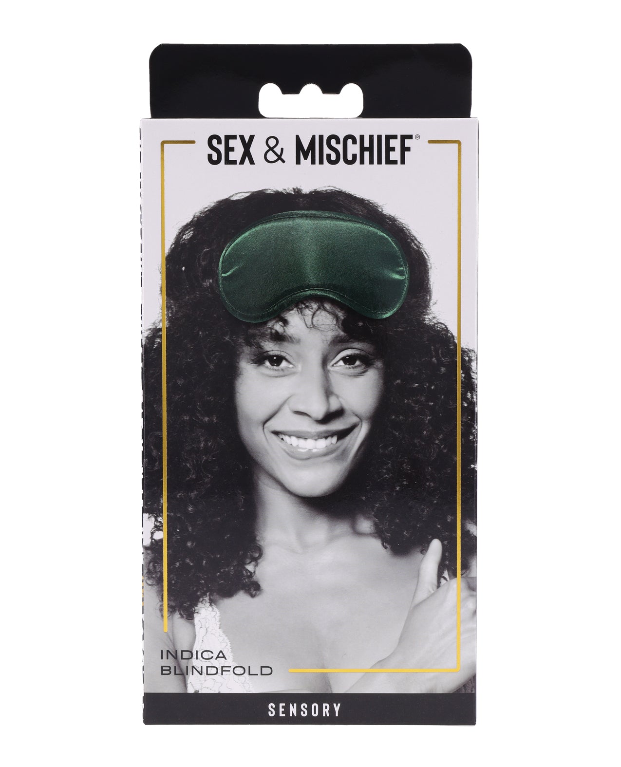 Sex And Mischief Indica -silmämaski, smaragdinvihreää pehmustettua satiinia