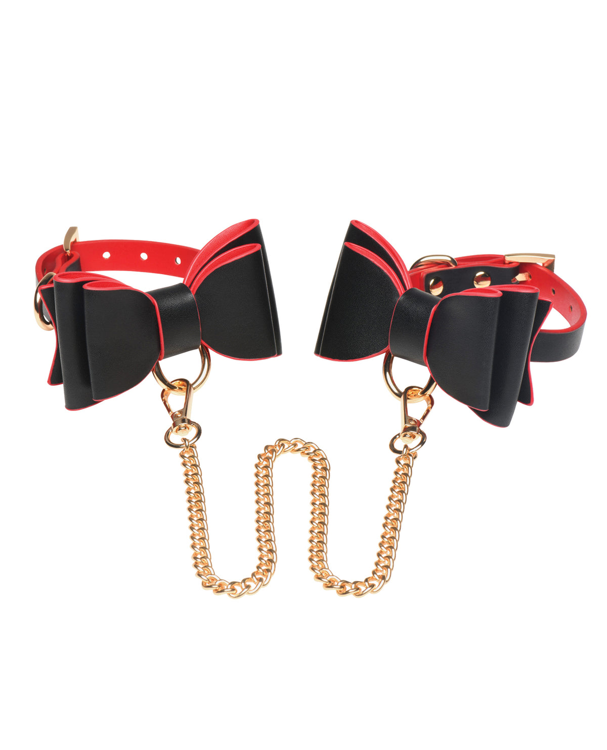 Conjunto gótico de bondage de cuero sintético con correa de cadena dorada