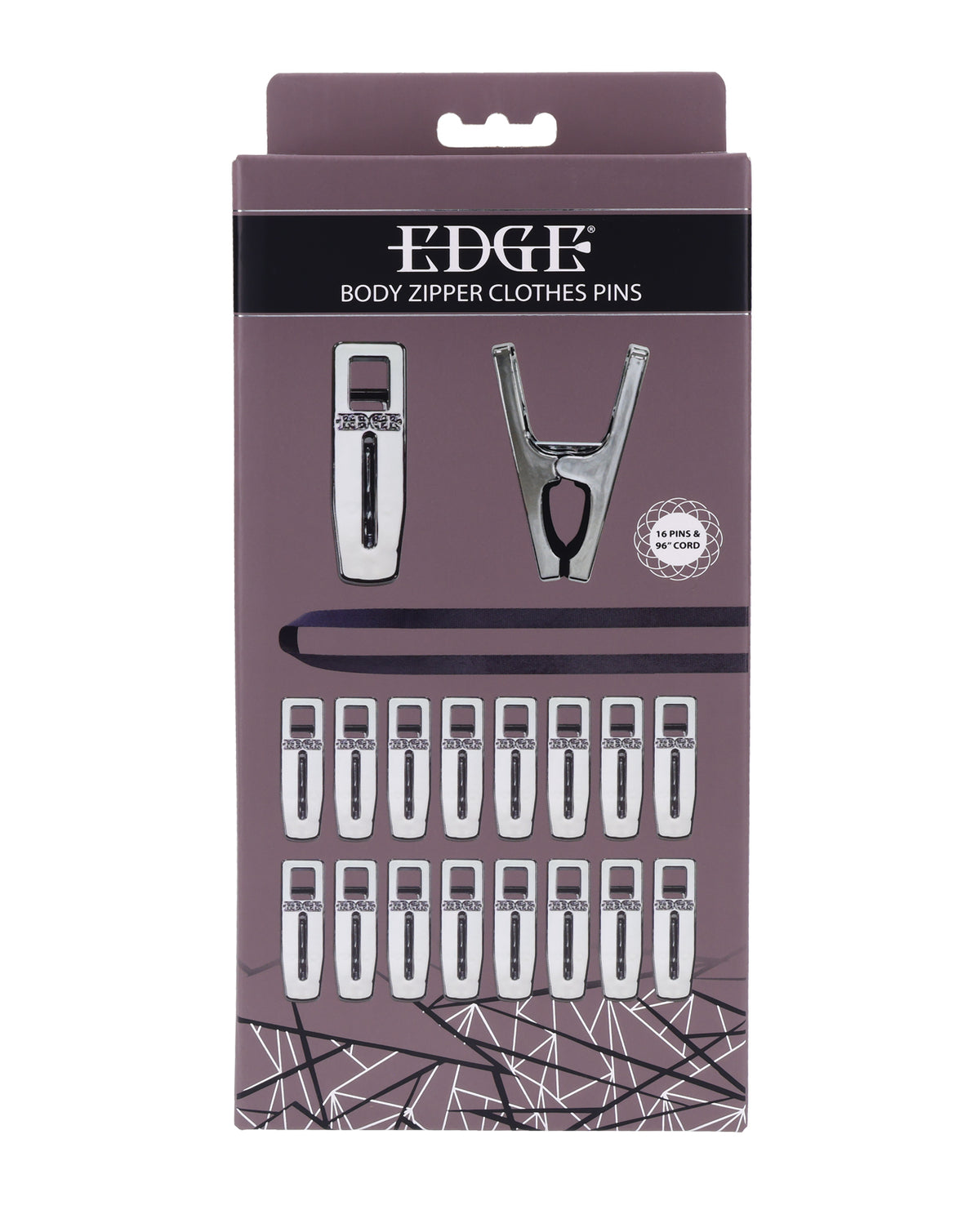 Pinzas para la ropa con cierre de cremallera Edge Silver Body y cordón resistente