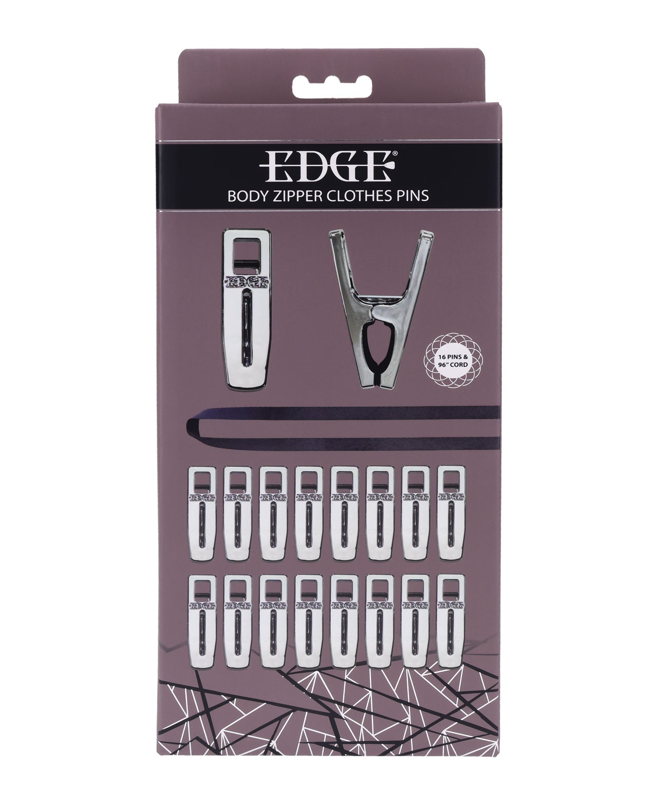 Pinzas para la ropa con cierre de cremallera Edge Silver Body y cordón resistente