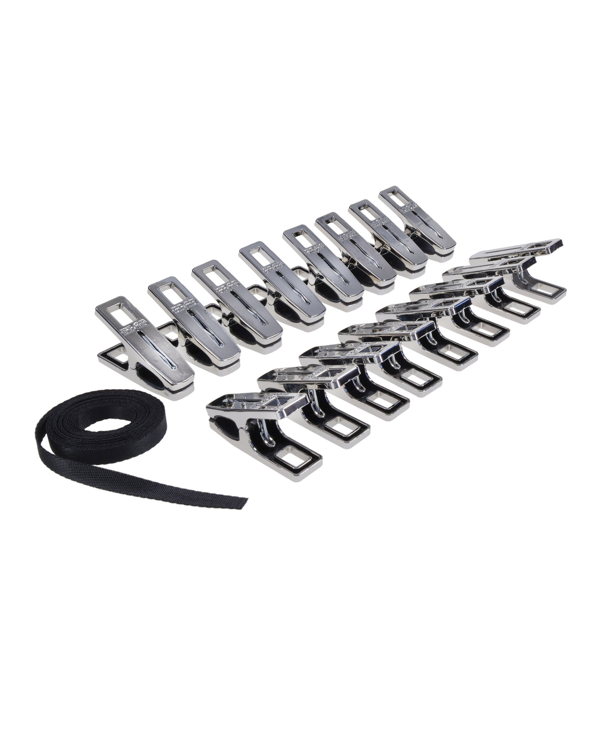 Pinzas para la ropa con cierre de cremallera Edge Silver Body y cordón resistente