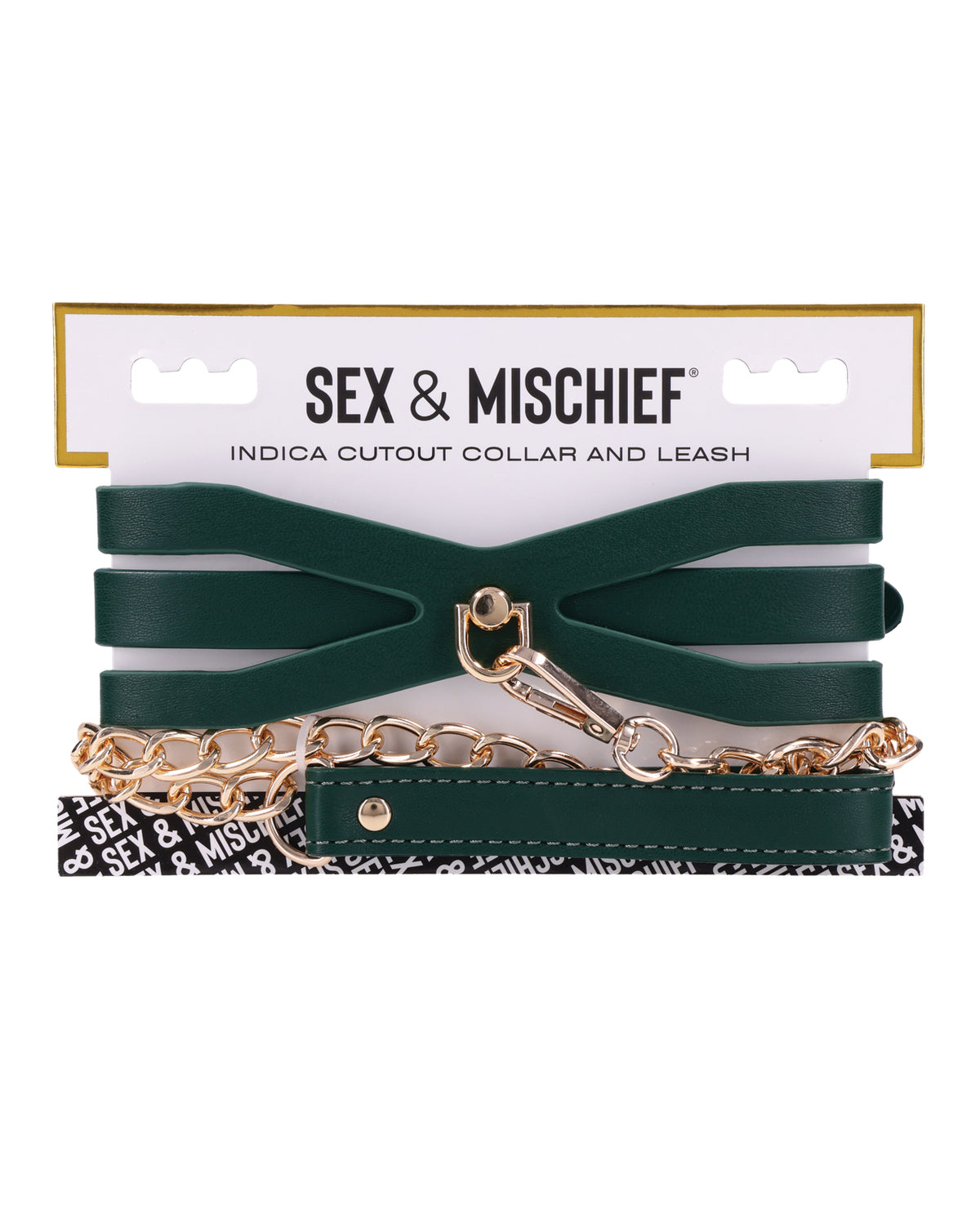 Sex And Mischief Emerald Green Cutout BDSM Collar With Gold Hardware