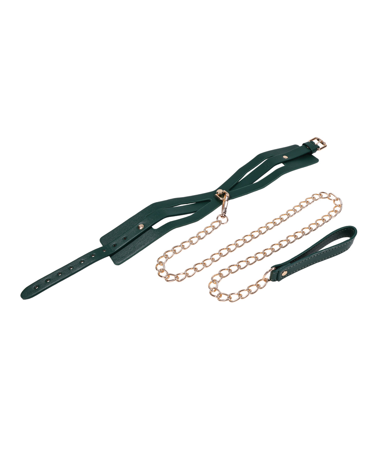 Sex And Mischief Emerald Green Cutout BDSM Collar With Gold Hardware