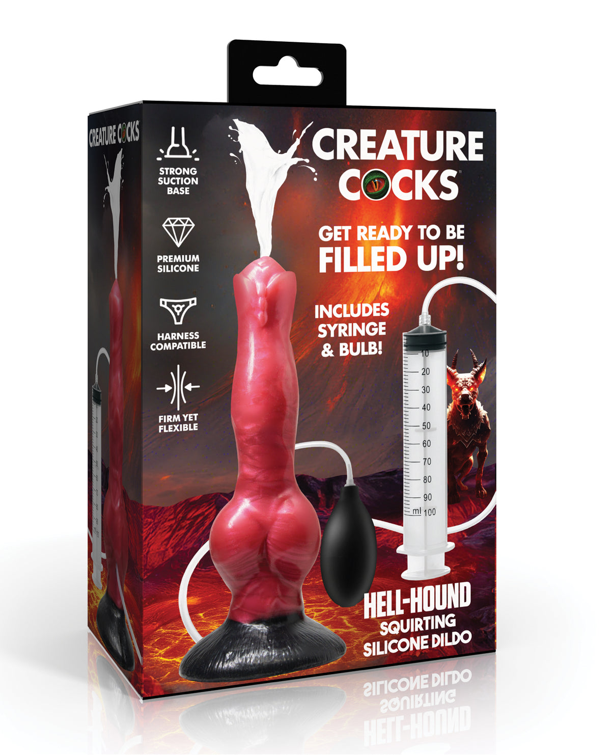Fantasy Hell Hound Squirting Dildo Red Knotted Adult Novelty