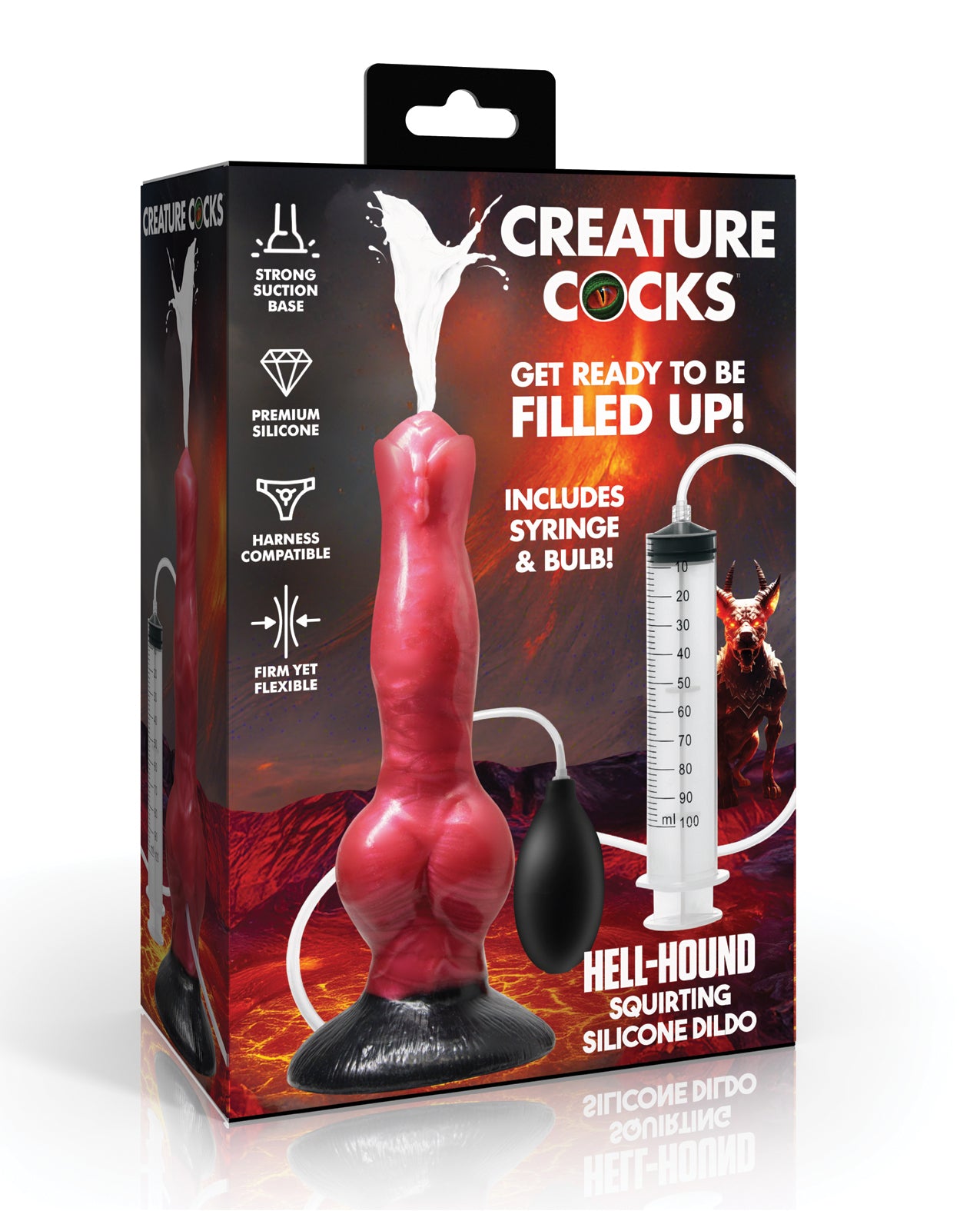 Fantasy Hell Hound Squirting Dildo Red Knotted Adult Novelty