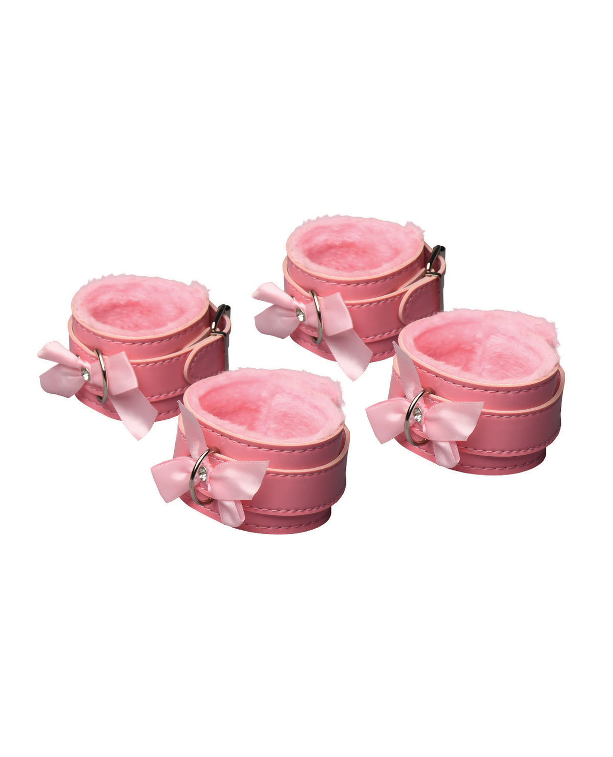 Pink Kawaii Bondage Set Collar Leash Wrist Ankle Cuffs Flogger