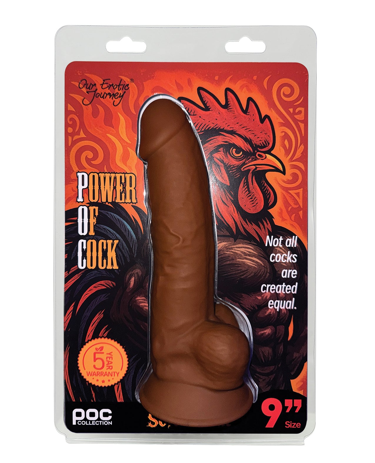 Power Of Cock 9 Inch Dual Density Silicone Dildo Brown Realistic Feel