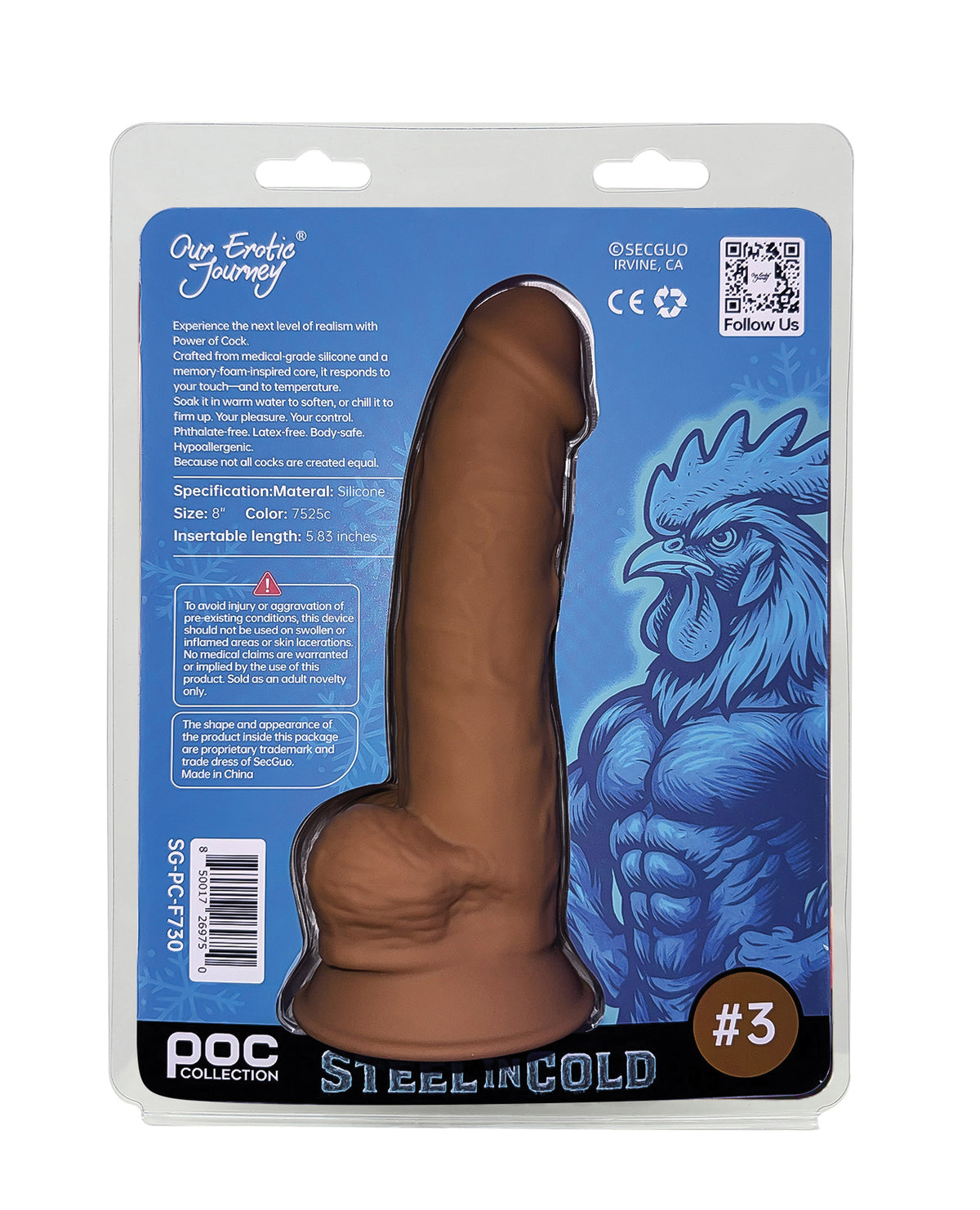 Power Of Cock 8-calowy realistyczny penis, beżowy, silikon o podwójnej gęstości