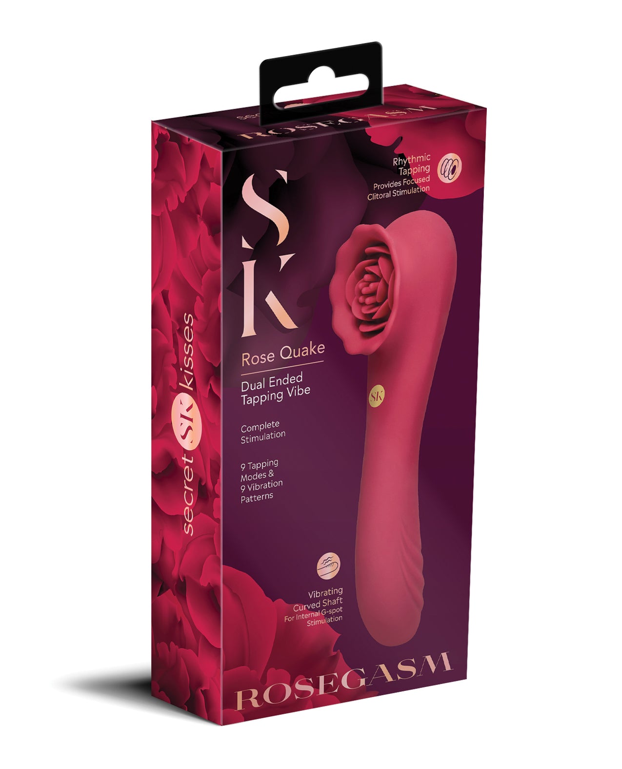 Secret Kisses Rose Quake Dual Ended Tapping Vibe Waterproof