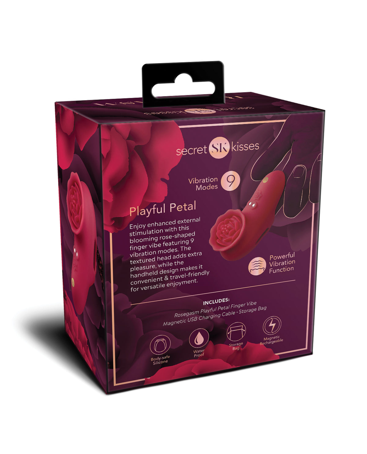 Secret Kisses Rosegasm Playful Petal Finger Vibe Red 9 Vibration Modes