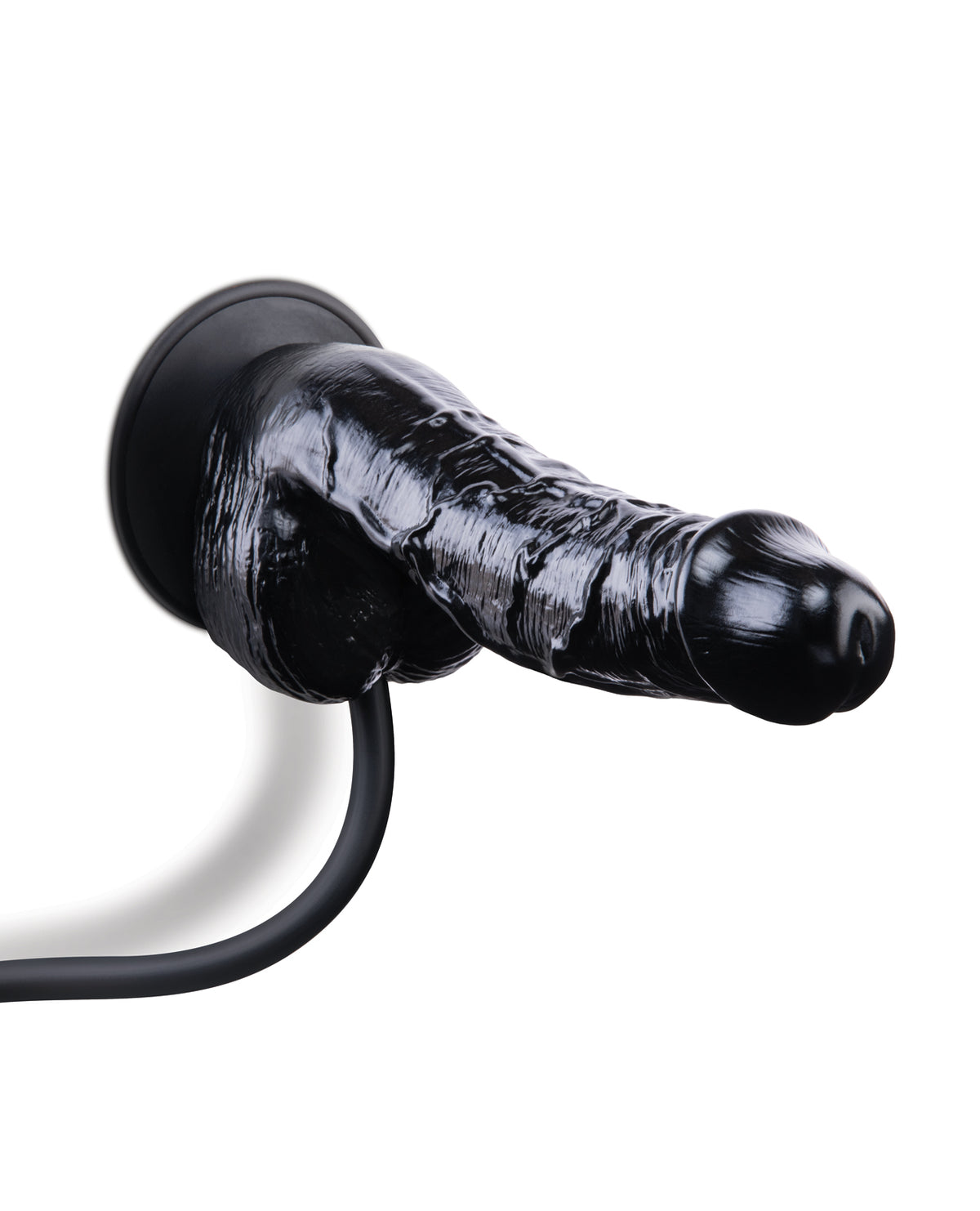 Opblaasbare dildo met balpomp, realistische uitzetbare zuigbasis