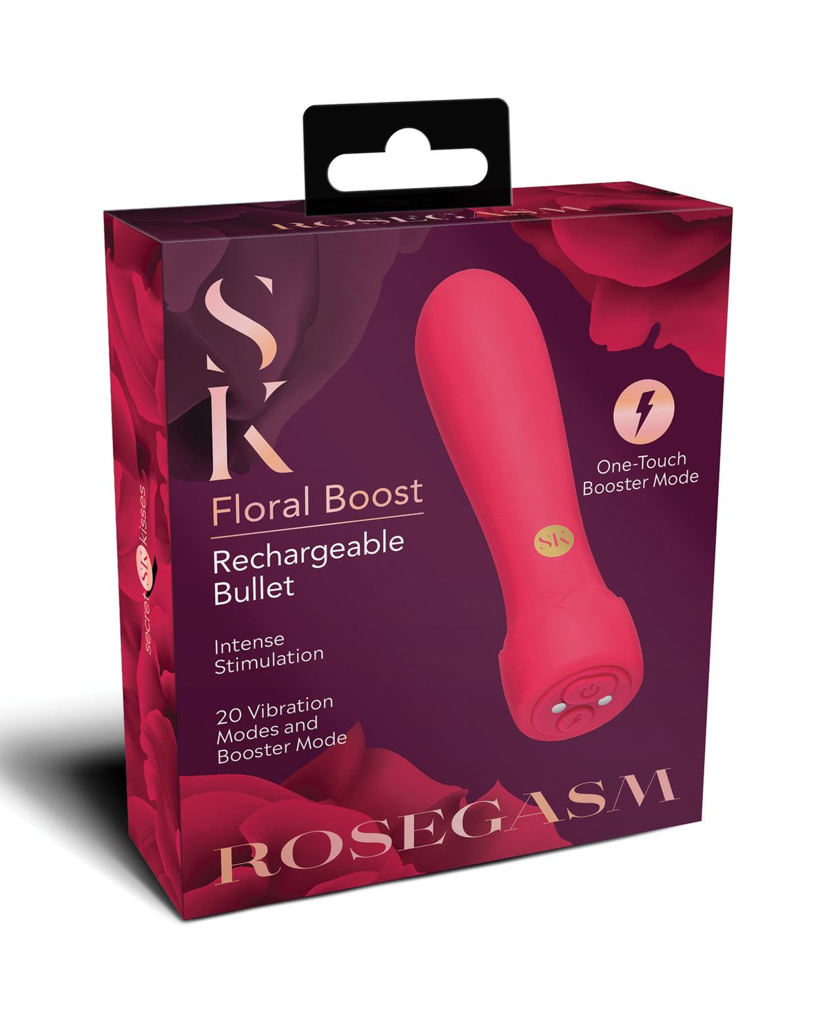 Vibrador bala floral Secret Kisses Rosegasm con potenciador y 20 modos