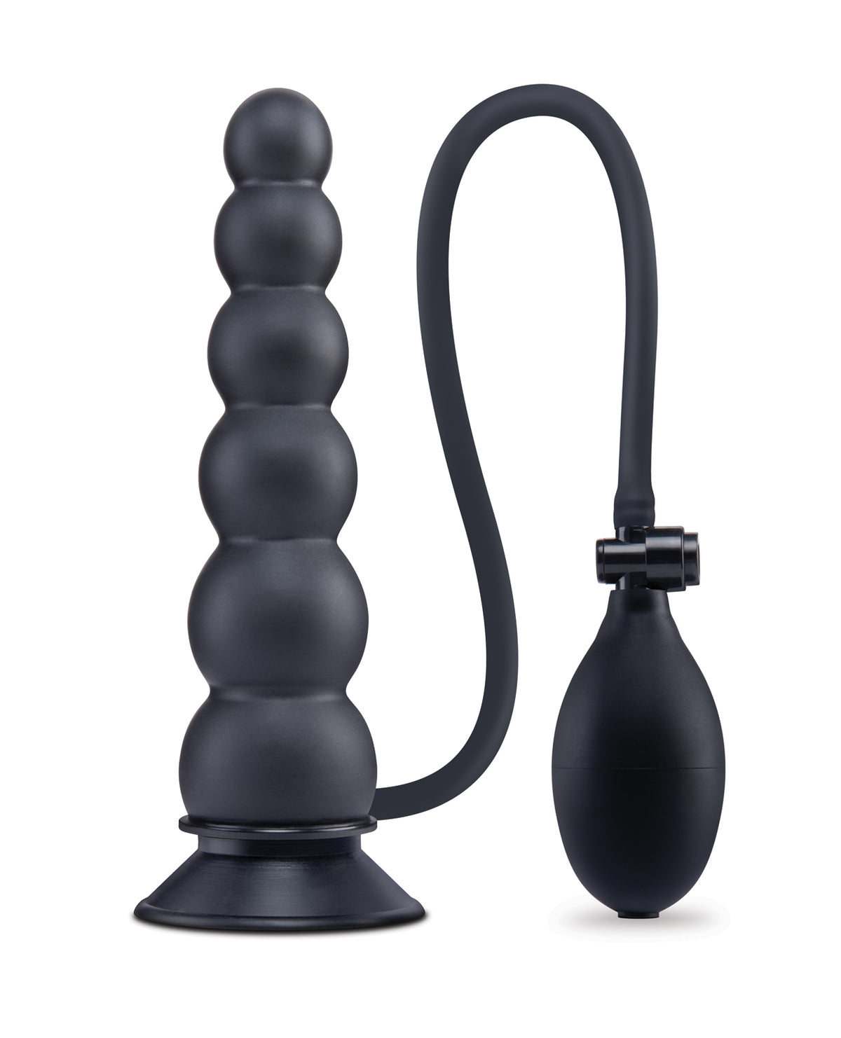 Size Up opblaasbare geribbelde buttplug van siliconen van 7 Inch met zuignapvoet